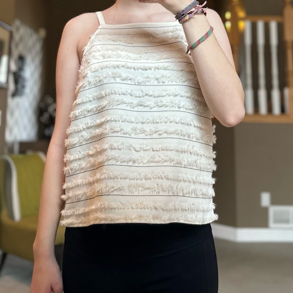 White Fringe Top